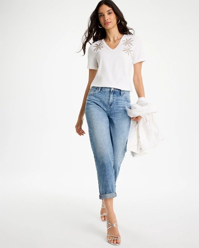 Cotton Stretch Palm Sequin Tee - image 2